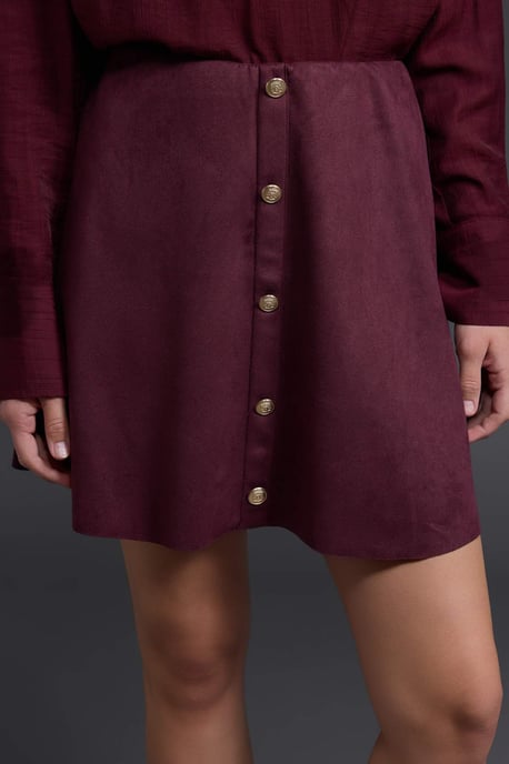 TRENDYOLMİLLA Women's Burgundy Plain Short / Mini A-line Skirts - Image 2