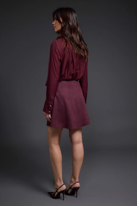 TRENDYOLMİLLA Women's Burgundy Plain Short / Mini A-line Skirts - Image 3