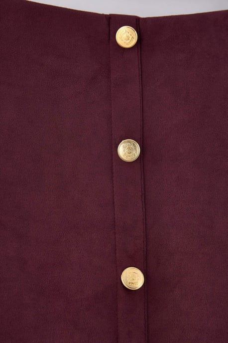 TRENDYOLMİLLA Women's Burgundy Plain Short / Mini A-line Skirts - Image 5