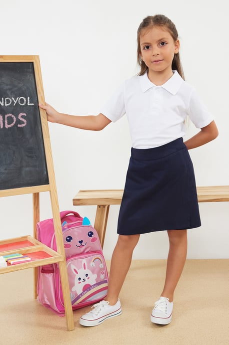 TRENDYOLKIDS Flickor Mörkblå Enfärgad Kort / Mini Basic A-linje Kjolar - Image 5