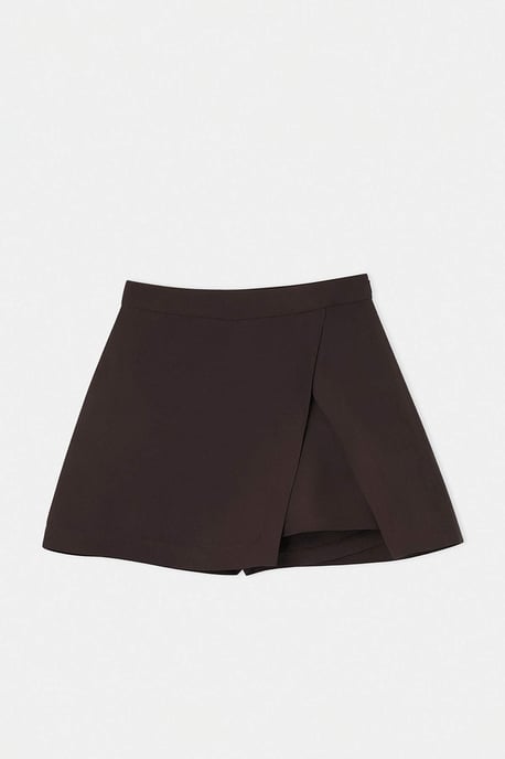 TRENDYOLMİLLA Dames Bruin Effen Kort / Mini Skort Rokken - Image 4