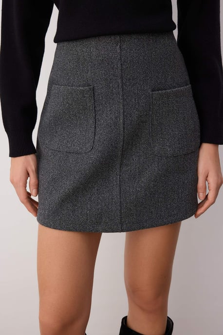 TRENDYOLMİLLA Women's Gray Plain Short / Mini A-line Skirts - Image 2