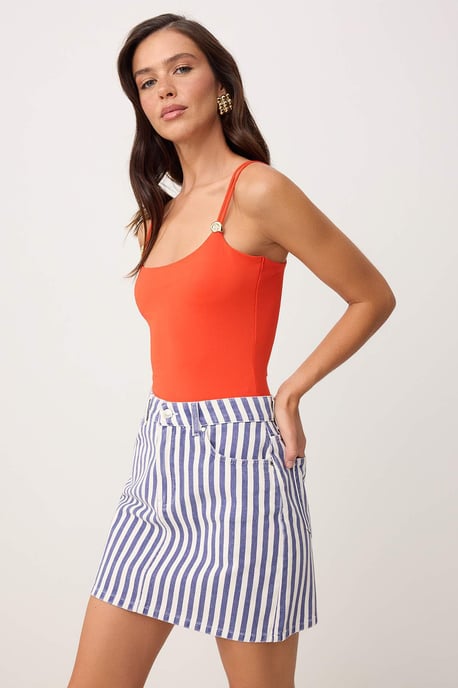 TRENDYOLMİLLA Dames Meerkleurig Gestreept Kort / Mini Rokken - Image 6