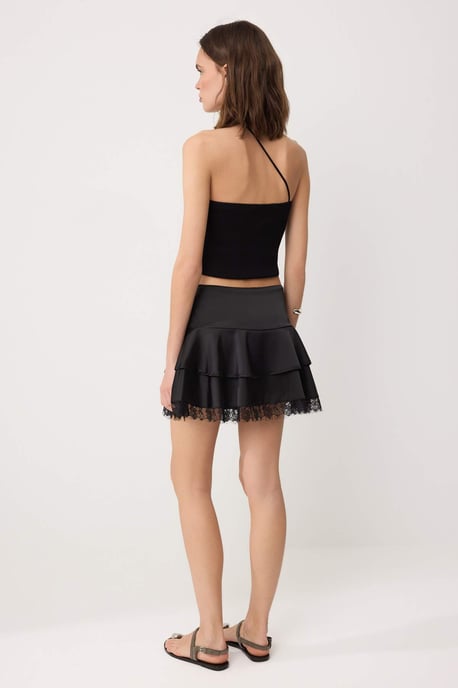 TRENDYOLMİLLA Dames Zwart Stippen Kort / Mini Skater Rokken - Image 4