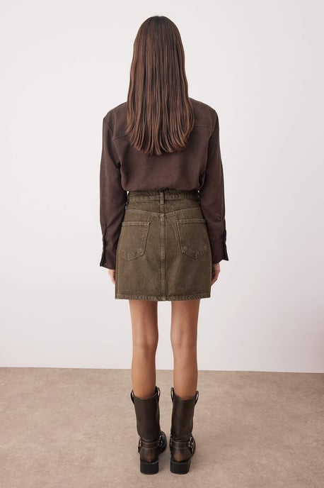 TRENDYOLMİLLA Women's Khaki Plain Short / Mini Pencil skirt Pencil skirt Skirts - Image 4