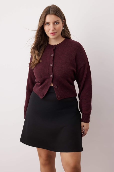 Trendyol Curve Dam Svart Enfärgad Kort / Mini Skater Plus size Kjolar - Image 3