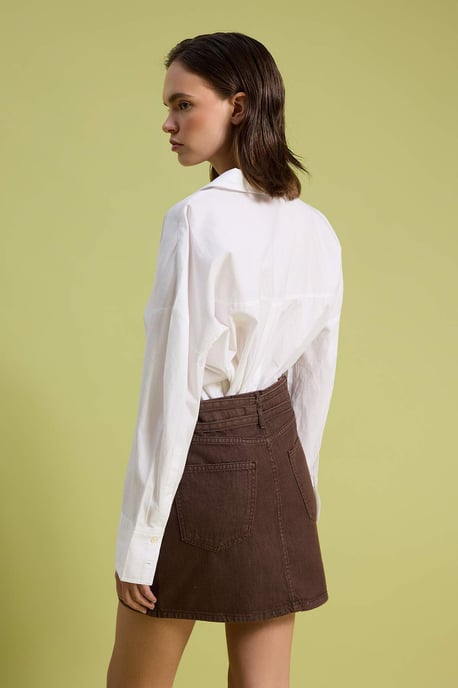 TRENDYOLMİLLA Dames Bruin Effen Kort / Mini Rokken - Image 3