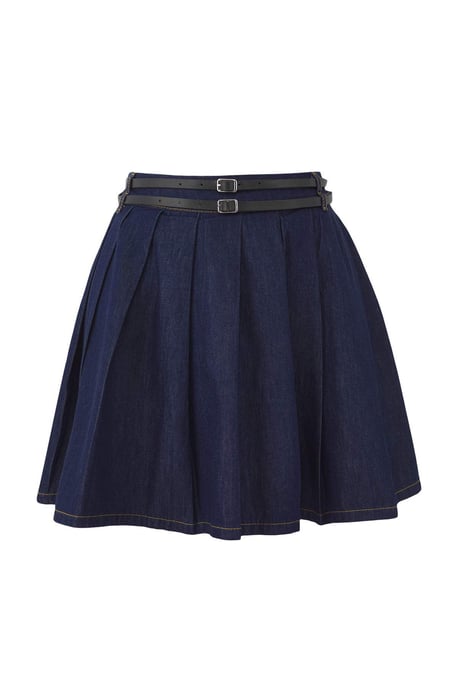 TRENDYOLMİLLA Dames Donkerblauw Effen Kort / Mini Ruchezoom Skater Rokken - Image 4