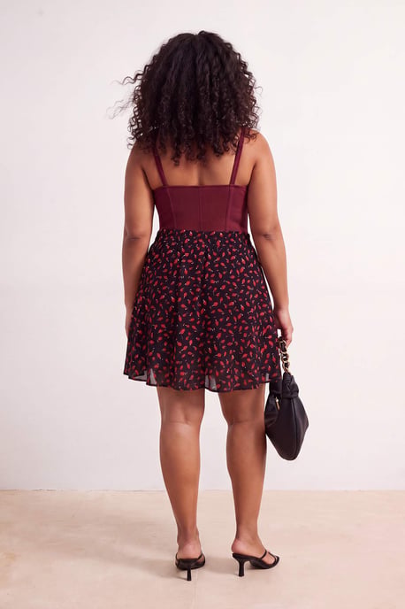 Trendyol Curve Dames Zwart Bloemen Kort / Mini Grote maten Rokken - Image 2