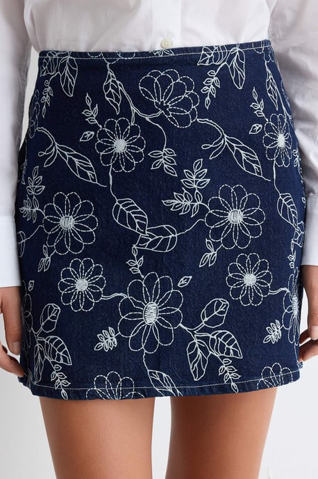 TRENDYOLMİLLA Dames Blauw Effen Extra Kort / Super Mini Kokerrok- rok Rokken - Image 2