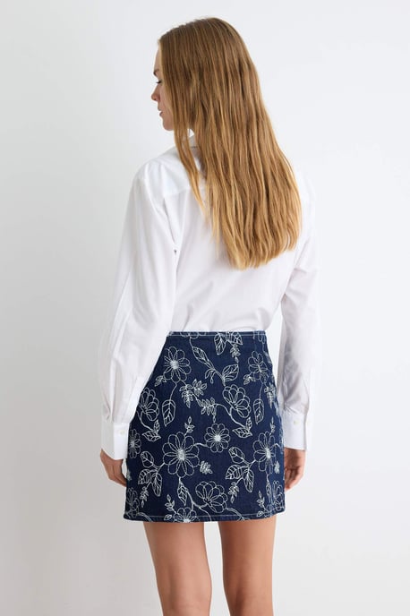 TRENDYOLMİLLA Dames Blauw Effen Extra Kort / Super Mini Kokerrok- rok Rokken - Image 3