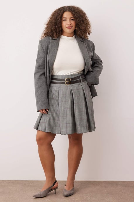 Trendyol Curve Dam Flerfärgad Rutig Kort / Mini Plus size Kjolar - Image 1