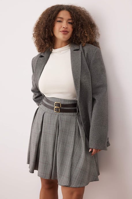 Trendyol Curve Dam Flerfärgad Rutig Kort / Mini Plus size Kjolar - Image 5
