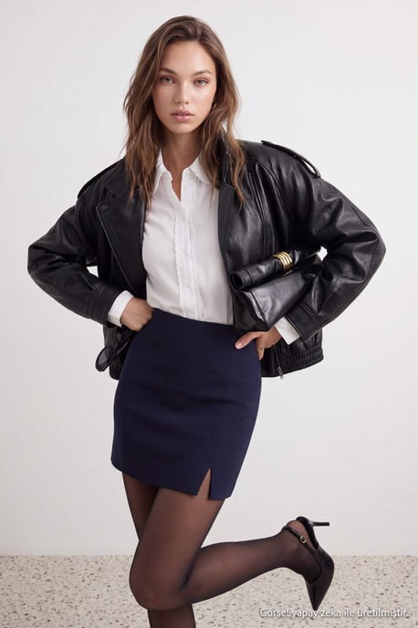 TRENDYOLMİLLA Women's Black Plain Short / Mini Pencil skirt Pencil skirt Skirts - Image 6