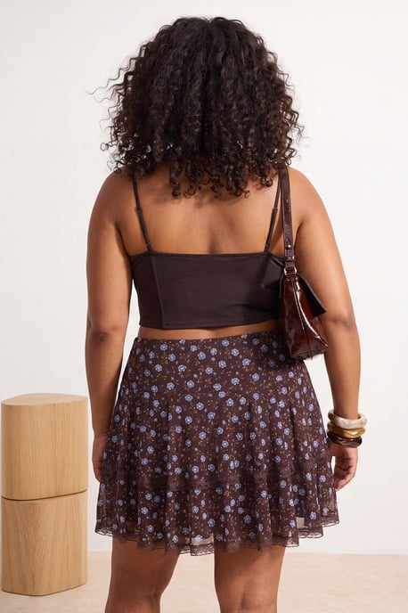 Trendyol Curve Dam Flerfärgad Blommig Kort / Mini Plus size Kjolar - Image 2