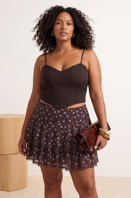 Trendyol Curve Dam Flerfärgad Blommig Kort / Mini Plus size Kjolar - Image 6