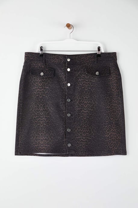 Trendyol Curve Dam Brun Djurmönster Kort / Mini Plus size Kjolar - Image 2
