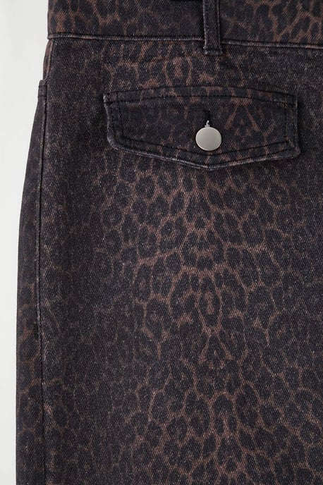 Trendyol Curve Dam Brun Djurmönster Kort / Mini Plus size Kjolar - Image 3
