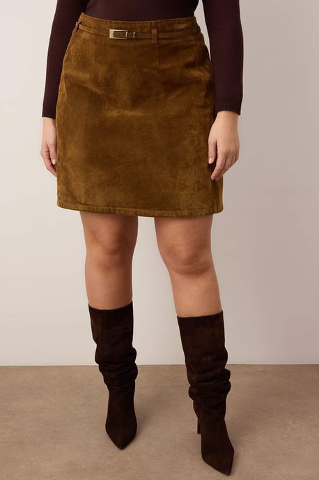 Trendyol Curve Dam Brun Enfärgad Kort / Mini Plus size Kjolar - Image 2