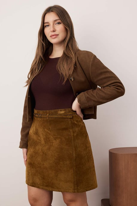 Trendyol Curve Dam Brun Enfärgad Kort / Mini Plus size Kjolar - Image 6