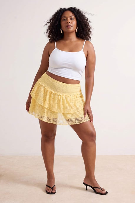 Trendyol Curve Dam Gul Enfärgad Kort / Mini Plus size Kjolar - Image 6