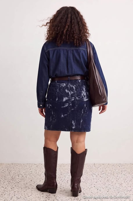 Trendyol Curve Dam Mörkblå Enfärgad Kort / Mini Plus size Kjolar - Image 3