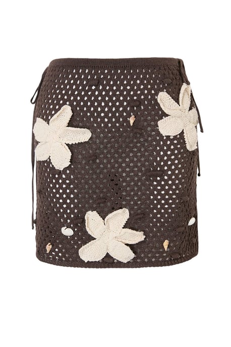 TRENDYOLMİLLA Women's Brown Floral Short / Mini Pencil skirt Skirts - Image 3