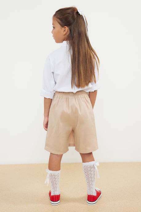 TRENDYOLKIDS Flickor Beige Enfärgad Kort / Mini Basic A-linje Kjolar - Image 3