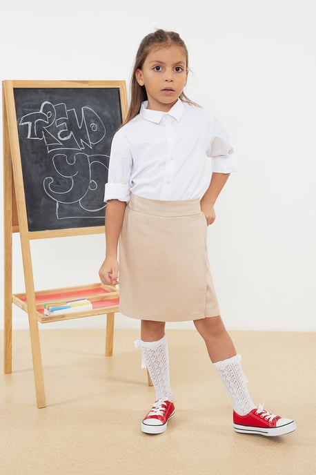 TRENDYOLKIDS Flickor Beige Enfärgad Kort / Mini Basic A-linje Kjolar - Image 6