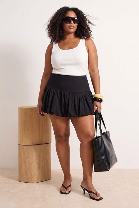 Trendyol Curve Dam Svart Enfärgad Kort / Mini Plus size Kjolar - Image 6