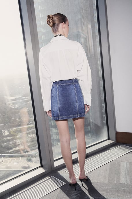 TRENDYOLMİLLA Dames Blauw Effen Kort / Mini A-lijn Rokken - Image 4