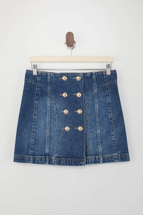 TRENDYOLMİLLA Dames Blauw Effen Kort / Mini A-lijn Rokken - Image 5