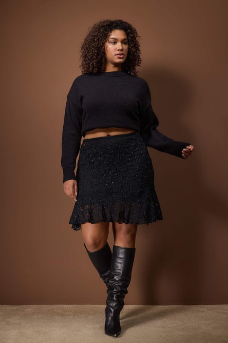 Trendyol Curve Dam Svart Enfärgad Kort / Mini Plus size Kjolar - Image 2