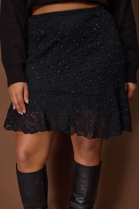 Trendyol Curve Dam Svart Enfärgad Kort / Mini Plus size Kjolar - Image 4