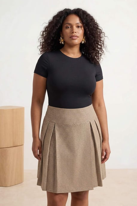 Trendyol Curve Dam Flerfärgad Rutig Kort / Mini Plus size Kjolar - Image 1