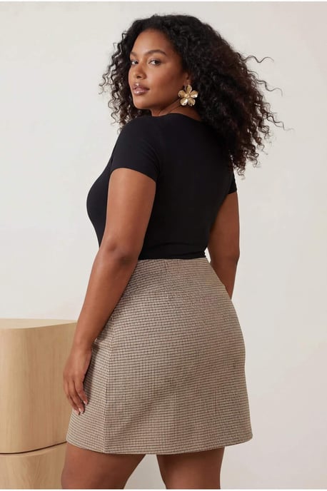 Trendyol Curve Dam Flerfärgad Rutig Kort / Mini Plus size Kjolar - Image 2