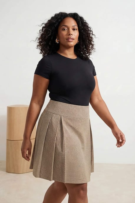 Trendyol Curve Dam Flerfärgad Rutig Kort / Mini Plus size Kjolar - Image 6