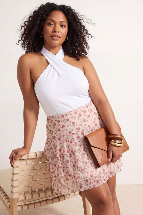 Trendyol Curve Dam Flerfärgad Blommig Kort / Mini Plus size Kjolar - Image 6