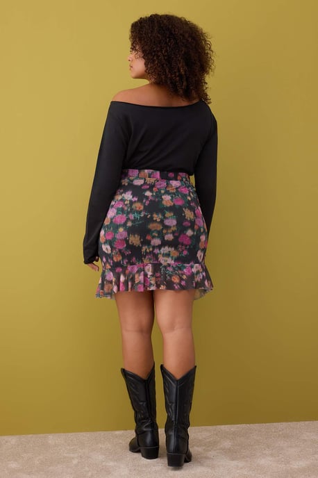 Trendyol Curve Dam Svart Blommig Kort / Mini Plus size Kjolar - Image 3