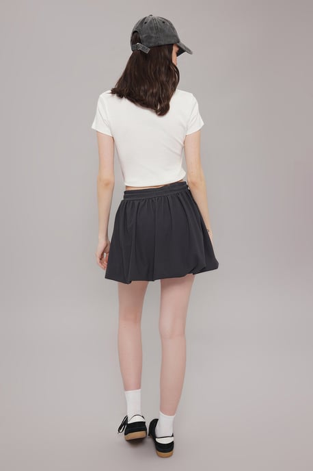 TRENDYOLMİLLA Women's Gray Plain Short / Mini Bubble skirt Balloon Skirts - Image 3