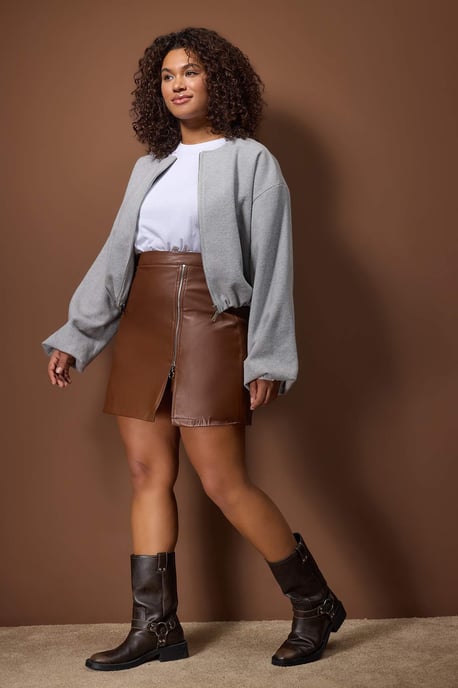 Trendyol Curve Dam Brun Enfärgad Kort / Mini Plus size Kjolar - Image 6
