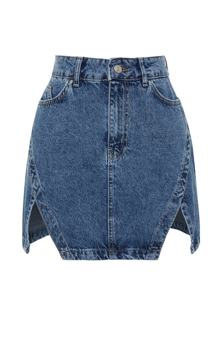 TRENDYOLMİLLA Dames Blauw Effen Kort / Mini A-lijn A-lijn Rokken - Image 5