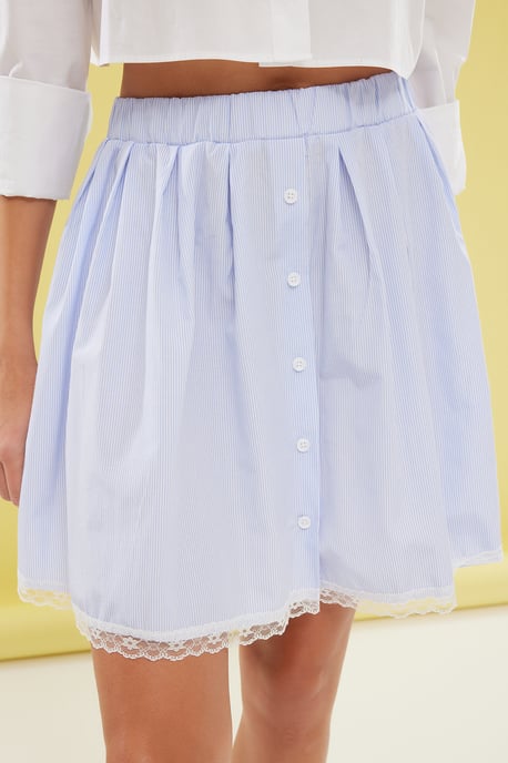 TRENDYOLMİLLA Women's Blue Striped Short / Mini Skater Skirts - Image 5