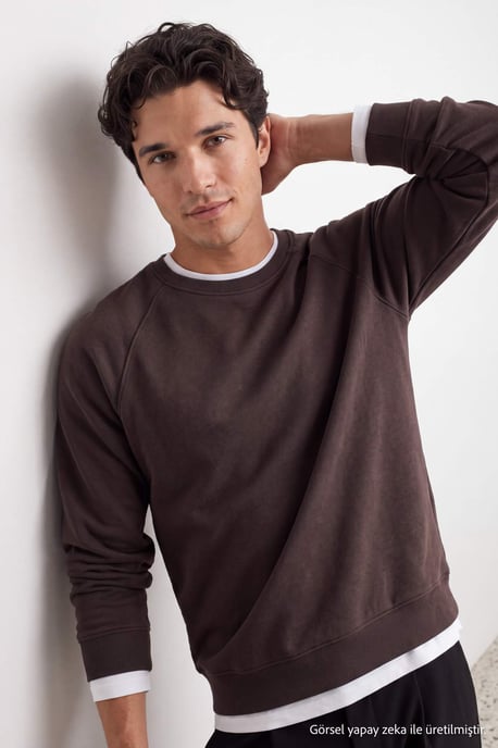 TRENDYOL MAN Men's Plain Long Oversize Sweatshirts - Image 2