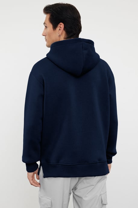 TRENDYOL MAN Men's Dark blue Plain Long Oversize Sweatshirts - Image 2