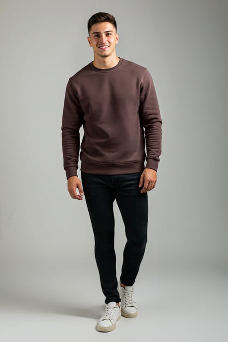TRENDYOL MAN Men's Brown Plain Long Regular fit Sweatshirts - Image 5