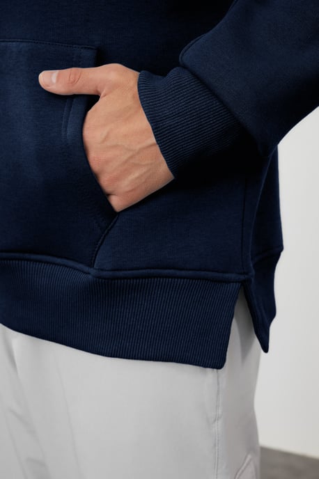 TRENDYOL MAN Men's Dark blue Plain Long Oversize Sweatshirts - Image 4