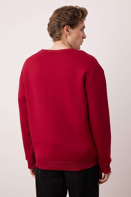 TRENDYOL MAN Herr Röd Blommig Lång Oversize Sweatshirts - Image 3