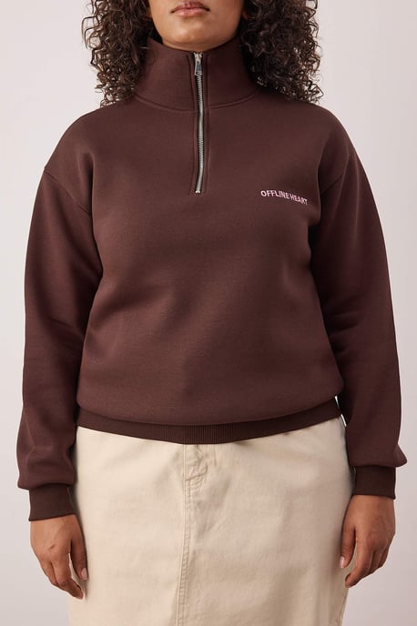 Trendyol Curve Dam Brun Enfärgad Lång Regular fit Plus size Sweatshirts - Image 2