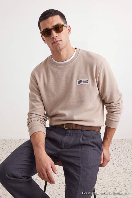 TRENDYOL MAN Men's Gray Slogan Long Oversize Sweatshirts - Image 1